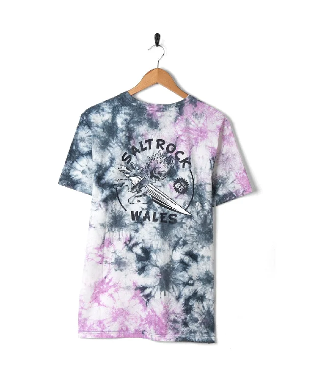 Wave Rider Wales - Mens Short Sleeve T-Shirt - Pink Tie Dye