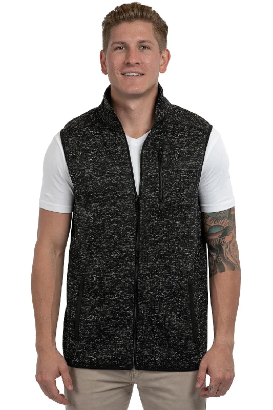 Burnside Mens Sweater Knit Full Zip Vest - Heather Black