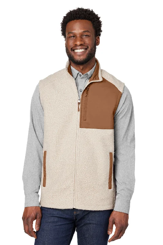 North End Mens Aura Sweater Fleece Full Zip Vest - Heather Oatmeal/Teak