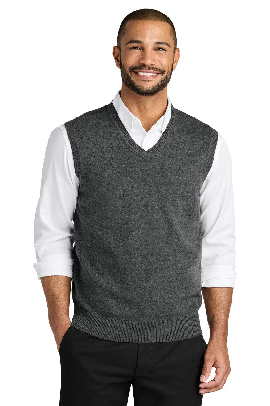 Port Authority Mens Easy Care V-Neck Sweater Vest - Heather Charcoal Grey - COMING SOON