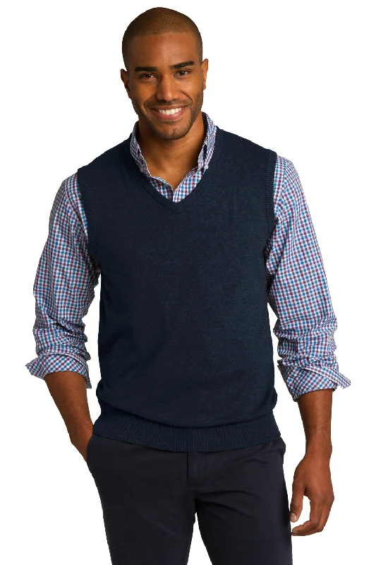 Port Authority Mens V-Neck Sweater Vest - Navy Blue