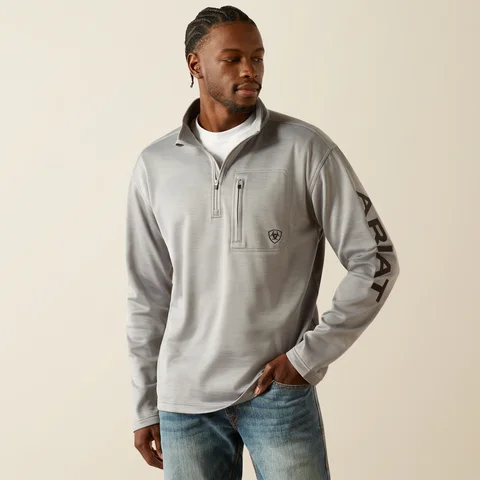 Men's Tek Team 1/4 Zip Sweatshirt - Alloy Heather & Black