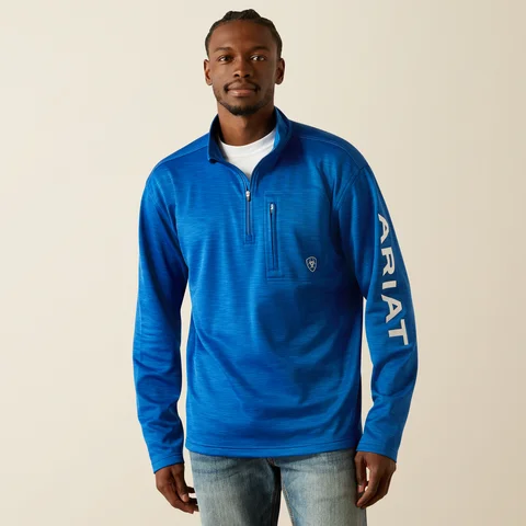 Men's Tek Team 1/4 Zip Sweatshirt - Cobalt Heather & White