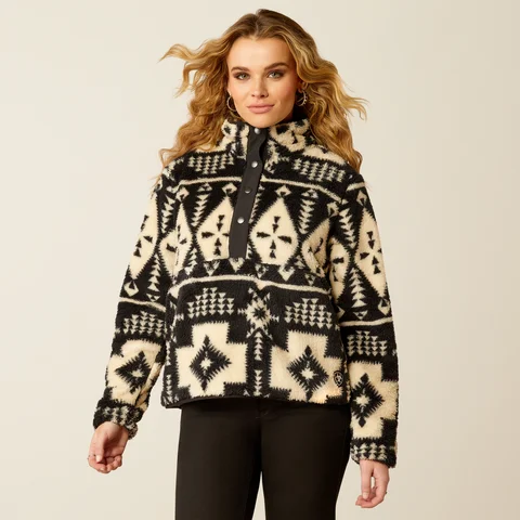 Women's Berber Snap Front Sweatshirt - Winslow Southwest Print