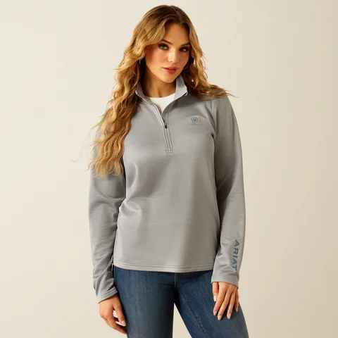 Women's Tek Team 1/2 Zip Sweatshirt - Alloy Heather & Dusty Teal