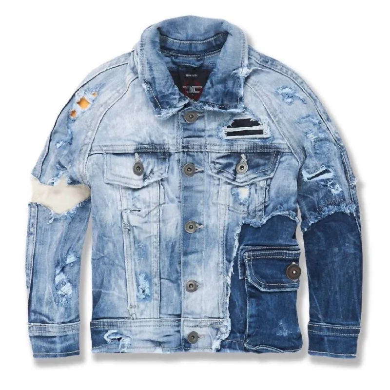 Boy's Ambition Denim Trucker Jacket In Aged Wash