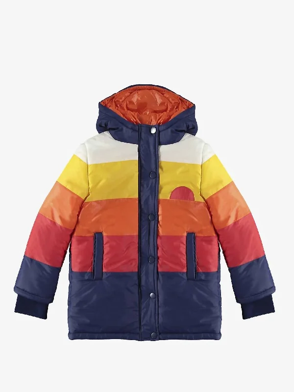 Boy's Sunset Puffer Jacket In Multi Color