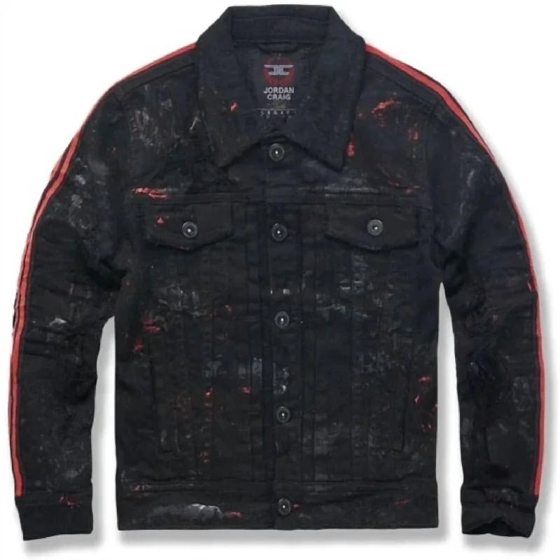 Boy's Youth Dillinger Striped Trucker Jacket In Bred