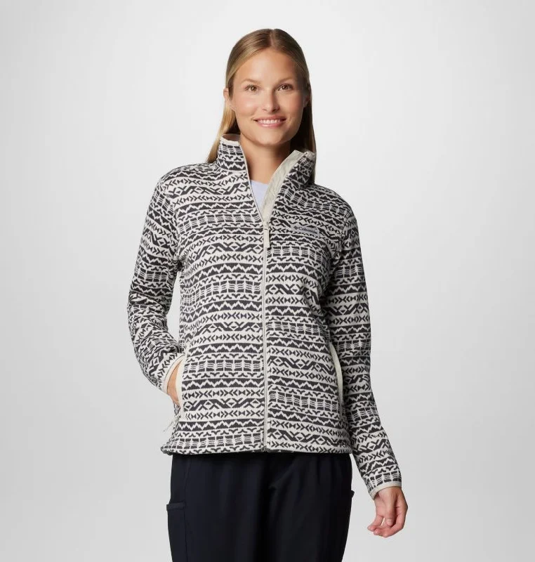 Women's Sweater Weather Printed Full-Zip Jacket - Dark Stone Madras Tonal