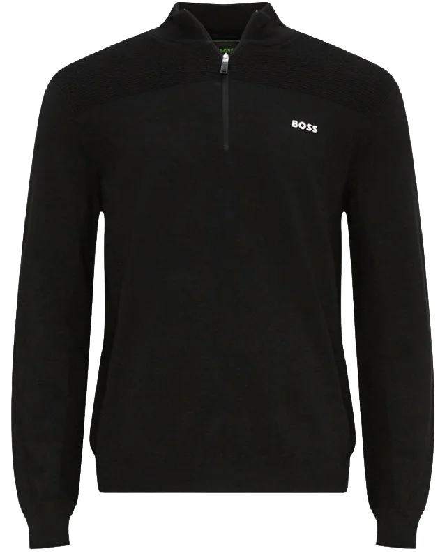 Hugo Boss Men's Momentum X Dry Flex Half Zip Pullover Sweater Solid Black