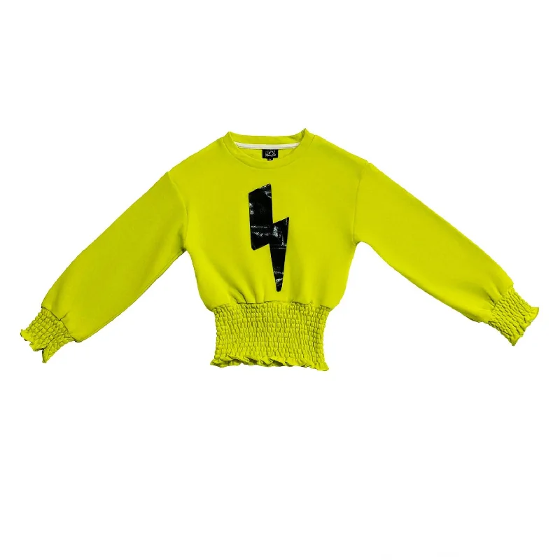 Kids Lightning Bolt Sweatshirt In Neon Green