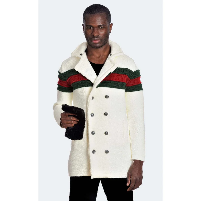 LCR Ecru Red Green DB Sweater Jacket