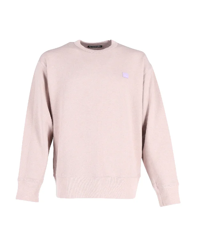 Acne Studios Face Patch Sweatshirt in Pink Cotton