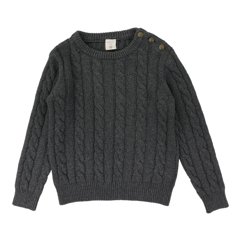 Analogie By Lil Legs Cable Crewneck Sweater Grey