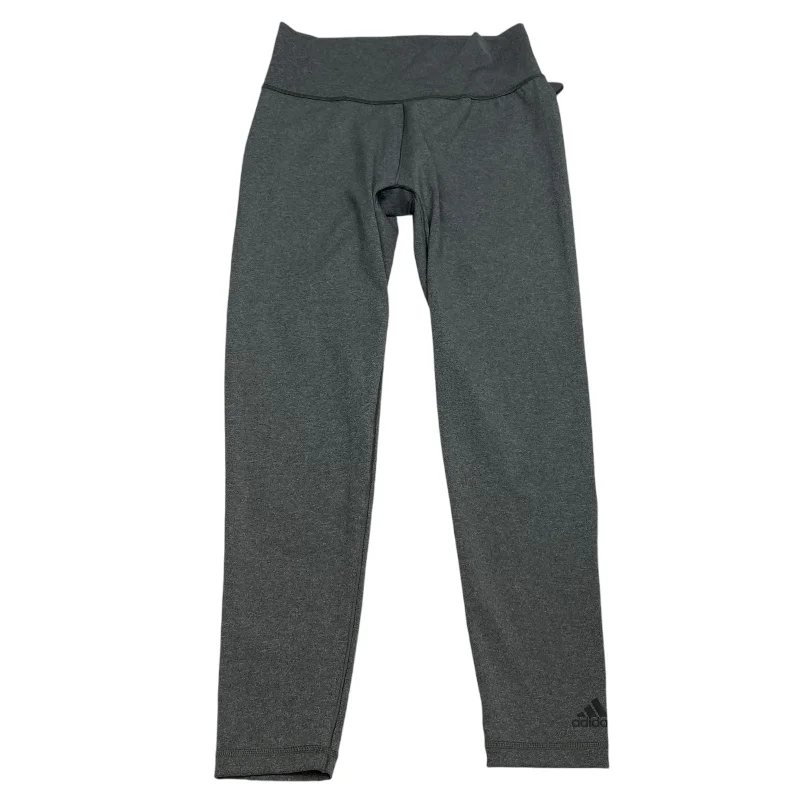 Athletic Leggings By Adidas In Grey, Size: M