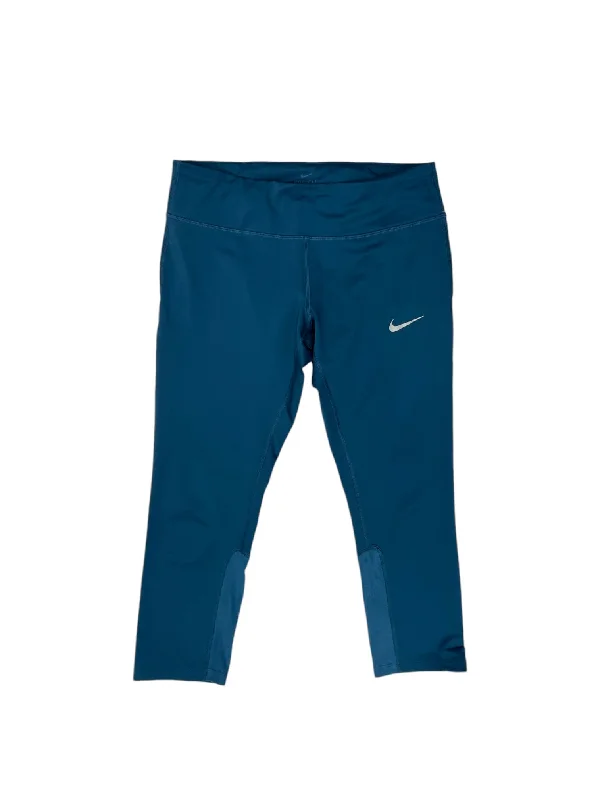 Athletic Leggings By Nike Apparel In Teal, Size: L