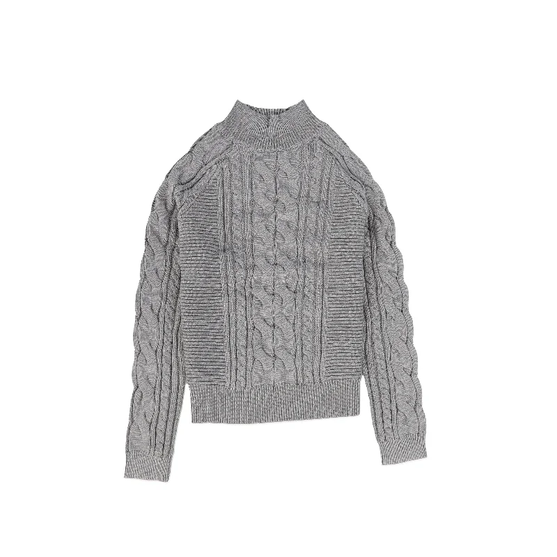 BAMBOO LIGHT GREY BRAIDED KNIT SWEATER [FINAL SALE]