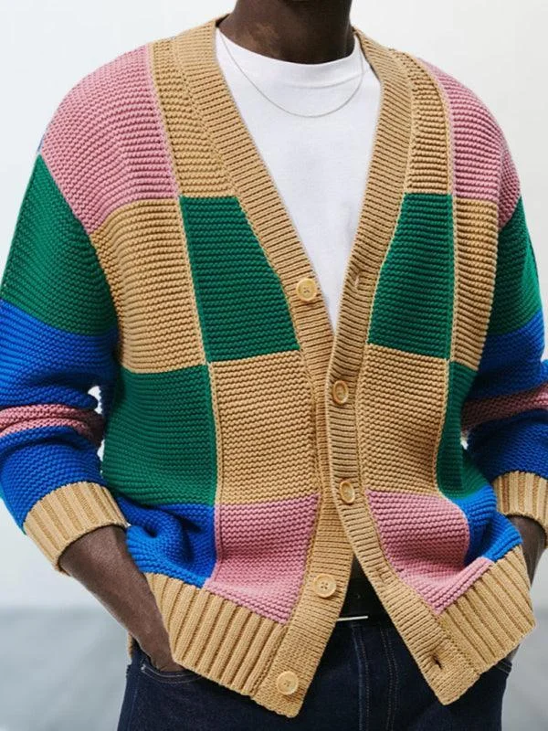 Fashionable Multicolor Men Cardigan Sweater