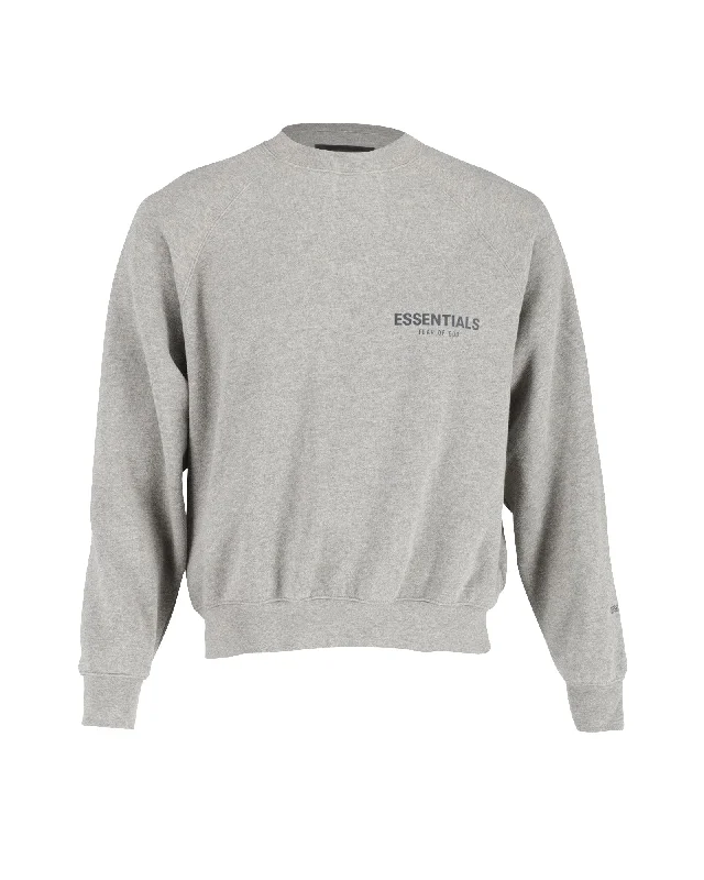 Fear of God Essentials Logo Print Sweatshirt in Grey Cotton