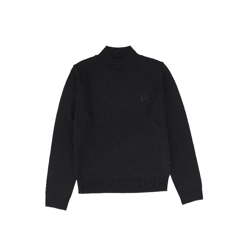 Le Bourdon Black Silk Knit Mock Neck Sweater [FINAL SALE]