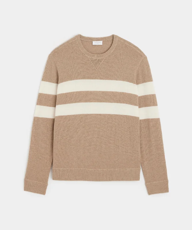 Cashmere Stripe Sweatshirt in Camel