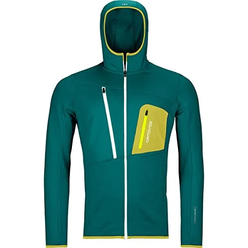 ORTOVOX Herren Fleece Grid Hoody M Sweatshirt, grün (Pacific Green), M