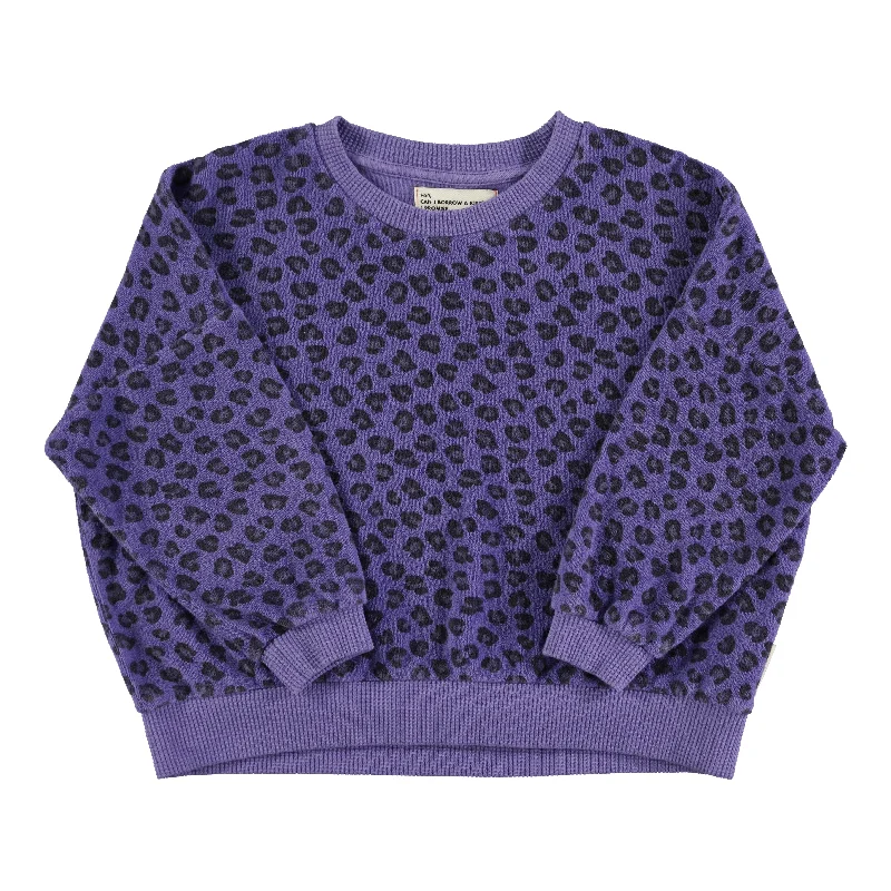 Piupiuchick Purple Animal Print Terry Sweatshirt